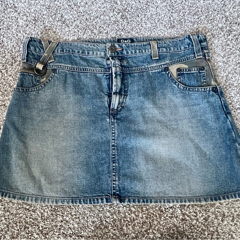 D&G denim mini skirt with Camo accents